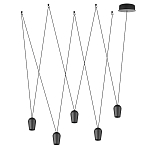 Подвесной светильник черными плафонами на длинных пересекающихся тросах Construction варинант исполнения - 2 | Loft Concept в Казани