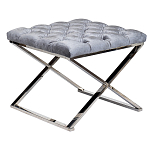 Пуф велюровый серый с каретной стяжкой Perennially варинант исполнения - 1 | Loft Concept в Казани