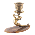 Подсвечник бронзовый из натурального камня агат Stone Candlestick варинант исполнения - 1 | Loft Concept в Казани