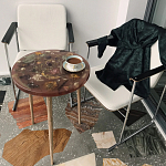 Круглый журнальный столик со столешницей из эпоксидной смолы Epoxy Resin Flowers Coffee Table варинант исполнения - 8 | Loft Concept в Казани