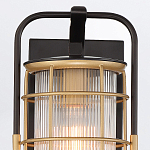 Настенный фонарь цилиндрической формы с рифленым стеклом в золотом каркасе на черном прямоугольном основании Eurofase варинант исполнения - 13 | Loft Concept в Казани