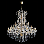 Люстра многоярусная с 53-мя лампочками и прозрачными хрустальными подвесками на основании золотого цвета Crystal lamps варинант исполнения - 2 | Loft Concept в Казани