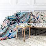 Трехместный диван на металлическом каркасе с цветочным принтом в стиле шинуазри Chinoiserie Birds on a Tree Sofa варинант исполнения - 4 | Loft Concept в Казани