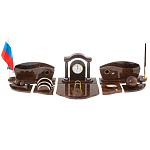 Настольный письменный набор с часами из природного камня обсидиана Competent Leader варинант исполнения - 1 | Loft Concept в Казани