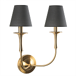 Бра с металлическим основанием бронзового цвета и 2-мя черными конусовидными абажурами Dignity варинант исполнения - 1 | Loft Concept в Казани