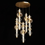 Люстра с плафонами из прозрачного и янтарного стекла в виде шаров и ромбов Gabriel Scott Luna варинант исполнения - 3 | Loft Concept в Казани