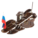 Настольный письменный набор с часами из природного камня обсидиана Competent Leader варинант исполнения - 2 | Loft Concept в Казани