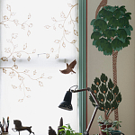 Обои с вышивкой ручной работы Mughal Trees Original colourway on linen варинант исполнения - 3 | Loft Concept в Казани