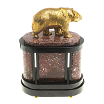 Часы настольные бронзовые с декором в виде медведя Bear Stone Clock варинант исполнения - 7 | Loft Concept в Казани