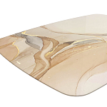 Обеденный стол с прямоугольной бежевой столешницей из стекла на 4-х деревянных ножках Beige Marble варинант исполнения - 4 | Loft Concept в Казани