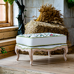 Банкетка золотистая из натурального бука с изображением птиц и цветов Blooming Birds варинант исполнения - 2 | Loft Concept в Казани