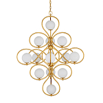 Люстра с закругленным каркасом золотого цвета и белыми плафонами Round Curl варинант исполнения - 2 | Loft Concept в Казани