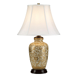 Настольная лампа с фарфоровым основанием с декоративным орнаментом и белым абажуром на темной круглой подставке Elstead Lighting варинант исполнения - 6 | Loft Concept в Казани