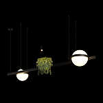 Подвесной светильник линейный с 2-мя шарообразными плафонами и цилиндрическим спотом Light of Еyes варинант исполнения - 4 | Loft Concept в Казани