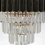 Люстра из черного металла с многоярусными подвесками из прозрачного хрусталя на золотой цепи Empire Black Chandelier Crystal варинант исполнения - 8 | Loft Concept в Казани