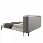 Кровать двуспальная серая с мягким изголовьем из экокожи и ткани Modern Look варинант исполнения - 4 | Loft Concept в Казани