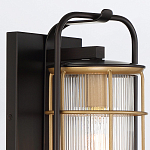 Настенный фонарь цилиндрической формы с рифленым стеклом в золотом каркасе на черном прямоугольном основании Eurofase варинант исполнения - 5 | Loft Concept в Казани