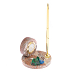Часы настольные с шариковой металлической ручкой из натурального камня Stone Clock варинант исполнения - 8 | Loft Concept в Казани
