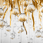 Люстра подвесная с прозрачными стеклянными подвесками в форме капель Диаметр 100 см Droplet Chandelier варинант исполнения - 9 | Loft Concept в Казани