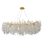 Люстра подвесная с золотистыми ветками и стеклянными подвесками в виде листьев Длина 130 см FAIRYTREE Light варинант исполнения - 1 | Loft Concept в Казани