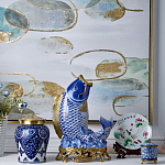 Ваза с насыщенным синим орнаментом и золотой крышкой Blue & White Ornament  варинант исполнения - 1 | Loft Concept в Казани