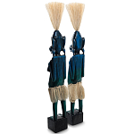 Комплект из 2-х деревянных статуэток Asmat Straw Headdress Statuettes Blue варинант исполнения - 8 | Loft Concept в Казани