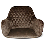 Барный стул со спинкой и подлокотниками на 4-х деревянных ножках Douglas Rhombus Коричневый Велюр варинант исполнения - 3 | Loft Concept в Казани