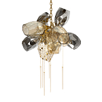 Люстра подвесная со стеклянными плафонами из дымчатого и золотистого с шестью вертикальными подвесками Gilded Mirage  варинант исполнения - 7 | Loft Concept в Казани