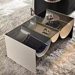 Дизайнерский журнальный стол с полукруглыми полками под столешницей Tiwoberoc варинант исполнения - 2 | Loft Concept в Казани