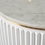 Тумбочка белая круглая с мраморной столешницей Thoroughbass варинант исполнения - 1 | Loft Concept в Казани