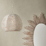 Подвесной светильник в форме купола с декором из круглых деревянных бусин White Wooden Beads Chandelier варинант исполнения - 4 | Loft Concept в Казани