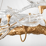 Люстра подвесная линейная с прозрачными стеклянными птичками на ветвях Serip Voa варинант исполнения - 10 | Loft Concept в Казани