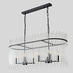 Люстра подвесная овальная со стеклянными прозрачными трубками и металлическим каркасом черного цвета Nembus варинант исполнения - 4 | Loft Concept в Казани