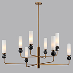 Люстра на штанге с 8-ю цилиндрическими матовыми плафонами и шарами из камня Orb Essence варинант исполнения - 6 | Loft Concept в Казани