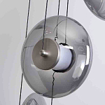 Люстра каскадная с 5-ю круглыми стеклянными плафонами дымчатого цвета и черными деталями Orbit Serenade варинант исполнения - 2 | Loft Concept в Казани