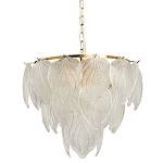 Люстра на цепи с прозрачными стеклянными подвесками в виде листьев Textured Glass Chandelier варинант исполнения - 1 | Loft Concept в Казани
