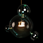 Подвесной светильник с прозрачными бирюзовыми стеклянными шарами и золотыми деталями Диаметр 43 Giopato & Coombes варинант исполнения - 6 | Loft Concept в Казани