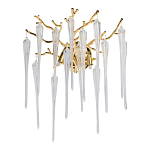 Бра золотого цвета с разветвленными ветвями и длинными прозрачными подвесками в форме стеклянных сосулек Droplet Chandelier варинант исполнения - 1 | Loft Concept в Казани