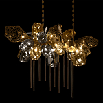 Люстра подвесная с 22-мя гранёными стеклянными плафонами с вертикальными подвесками Gilded Mirage  варинант исполнения - 4 | Loft Concept в Казани