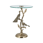 Столик с круглой стеклянной столешницей и корпусом в виде двух павлинов на ветке Table Two Peacocks варинант исполнения - 2 | Loft Concept в Казани