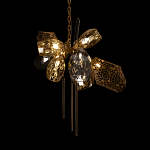 Люстра подвесная со стеклянными плафонами из дымчатого и золотистого с тремя вертикальными подвесками Gilded Mirage  варинант исполнения - 4 | Loft Concept в Казани