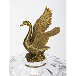 Конфетница из прозрачного рельефного стекла с ручками в виде стрекоз и фигуркой лебедя Eden Garden варинант исполнения - 3 | Loft Concept в Казани