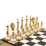 Шахматы из бронзы и натуральных камней Долерит и Мрамор с гравировкой Decorative Thematic Chess варинант исполнения - 2 | Loft Concept в Казани