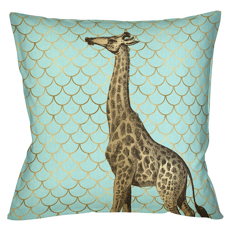 Подушка Safari light blue giraffe Бирюзовый Глянцевое золото Подушка Safari light blue giraffe Бирюзовый Глянцевое золото в Казани | Loft Concept