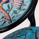 Стул из массива бука бирюзовый с изображением птиц в саду Turquoise Chinoiserie Blue Bird Chair варинант исполнения - 2 | Loft Concept в Казани