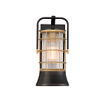 Настенный фонарь цилиндрической формы с рифленым стеклом в золотом каркасе на черном прямоугольном основании Eurofase варинант исполнения - 12 | Loft Concept в Казани