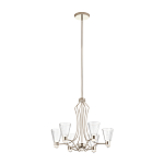 Люстра цвета никель с 6-ю рифлеными стеклянными плафонами и изогнутым каркасом Kichler варинант исполнения - 2 | Loft Concept в Казани