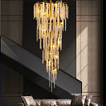 Люстра многоярусная с каркасом из металла и прозрачными подвесками FAIRYTREE Light варинант исполнения - 3 | Loft Concept в Казани