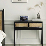 Дизайнерский письменный стол матово-чёрного цвета с 2-мя плетеными ящиками Glade Desk варинант исполнения - 2 | Loft Concept в Казани