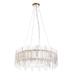 Люстра подвесная круглая с прозрачными хрустальными трубками и золотистым каркасом Диаметр 60 см Hexagon Tube Light варинант исполнения - 1 | Loft Concept в Казани